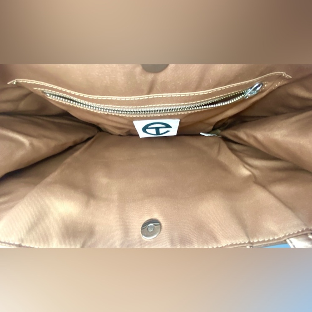 TELFAR NWOT Metallic Gold Tote Bag with Embossed Logo Medium 15x11x5 - Picture 7 of 10
